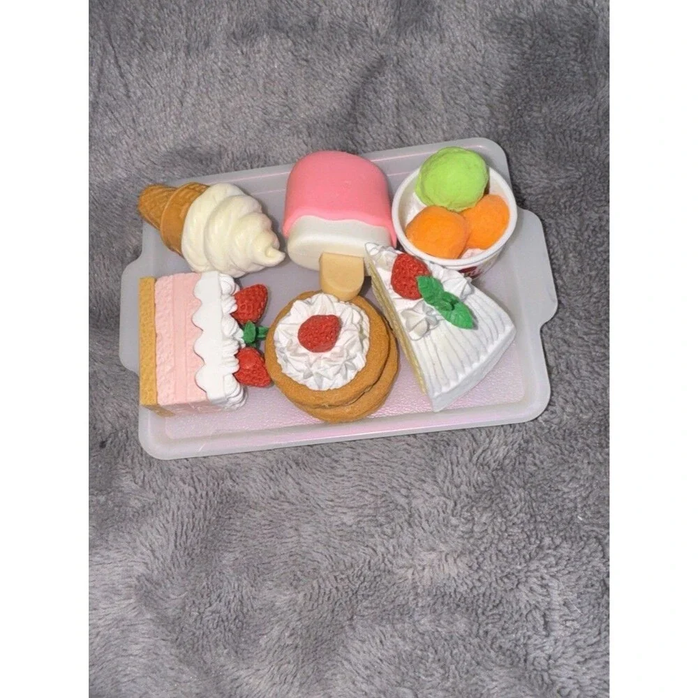 IWAKO Japanese Eraser Set Cake Ice Cream Cone Dessert Novelty 6 PC